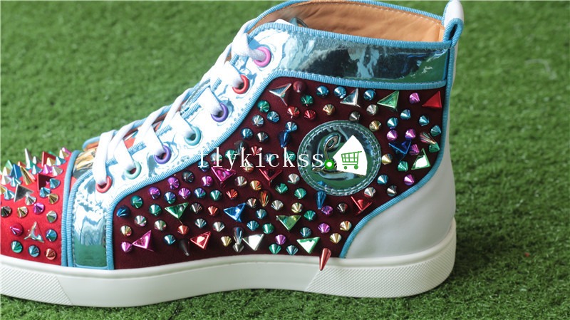 Christian Louboutin Colorful Spike High Top Flat Sneakers